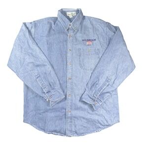 Paradise Point Shirt Mens Large Denim Button Up South Padre Island Texas USA